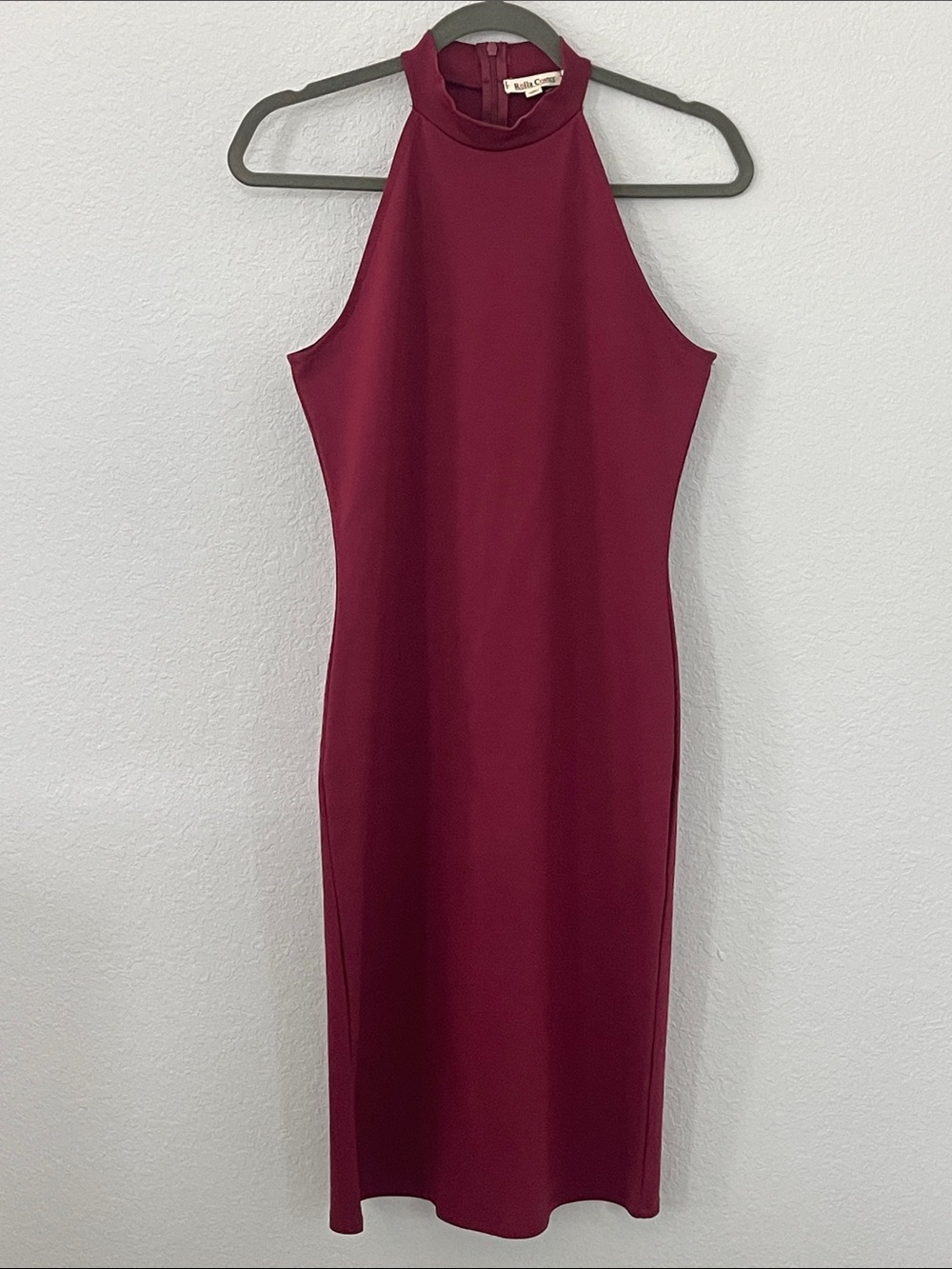 Rolla Coster Burgundy Halter Bodycon Midi Dress Size M